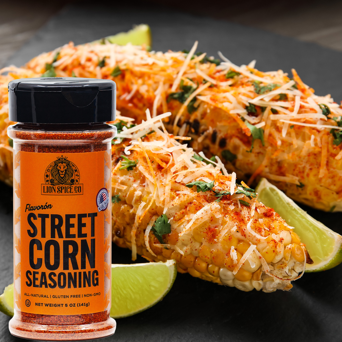 Lion Spice Co. Authentic Mexican Street Corn Seasoning - All-Natural Mexican Elote Spice Mix for Corn, Chili, Popcorn & More
