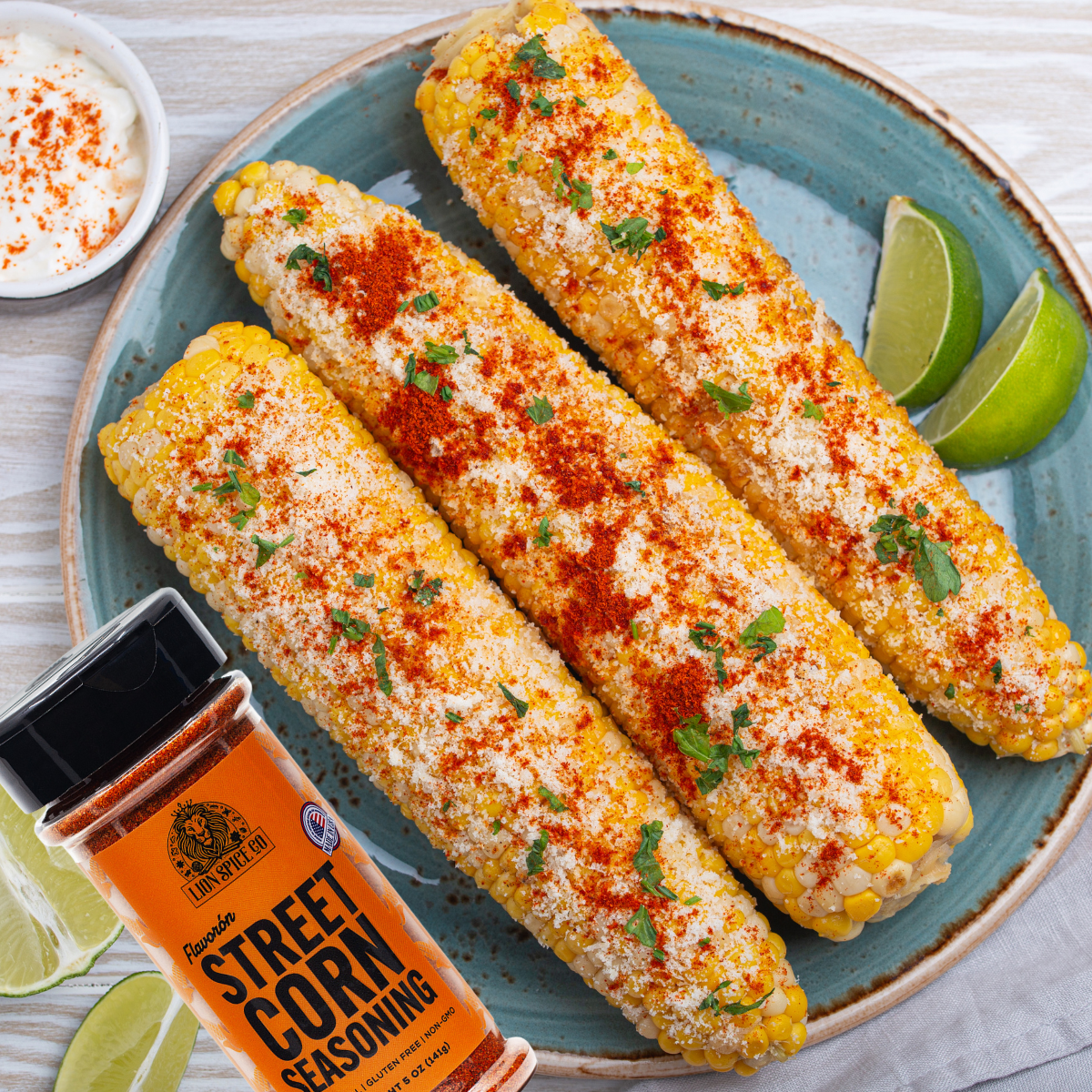 Lion Spice Co. Authentic Mexican Street Corn Seasoning - All-Natural Mexican Elote Spice Mix for Corn, Chili, Popcorn & More