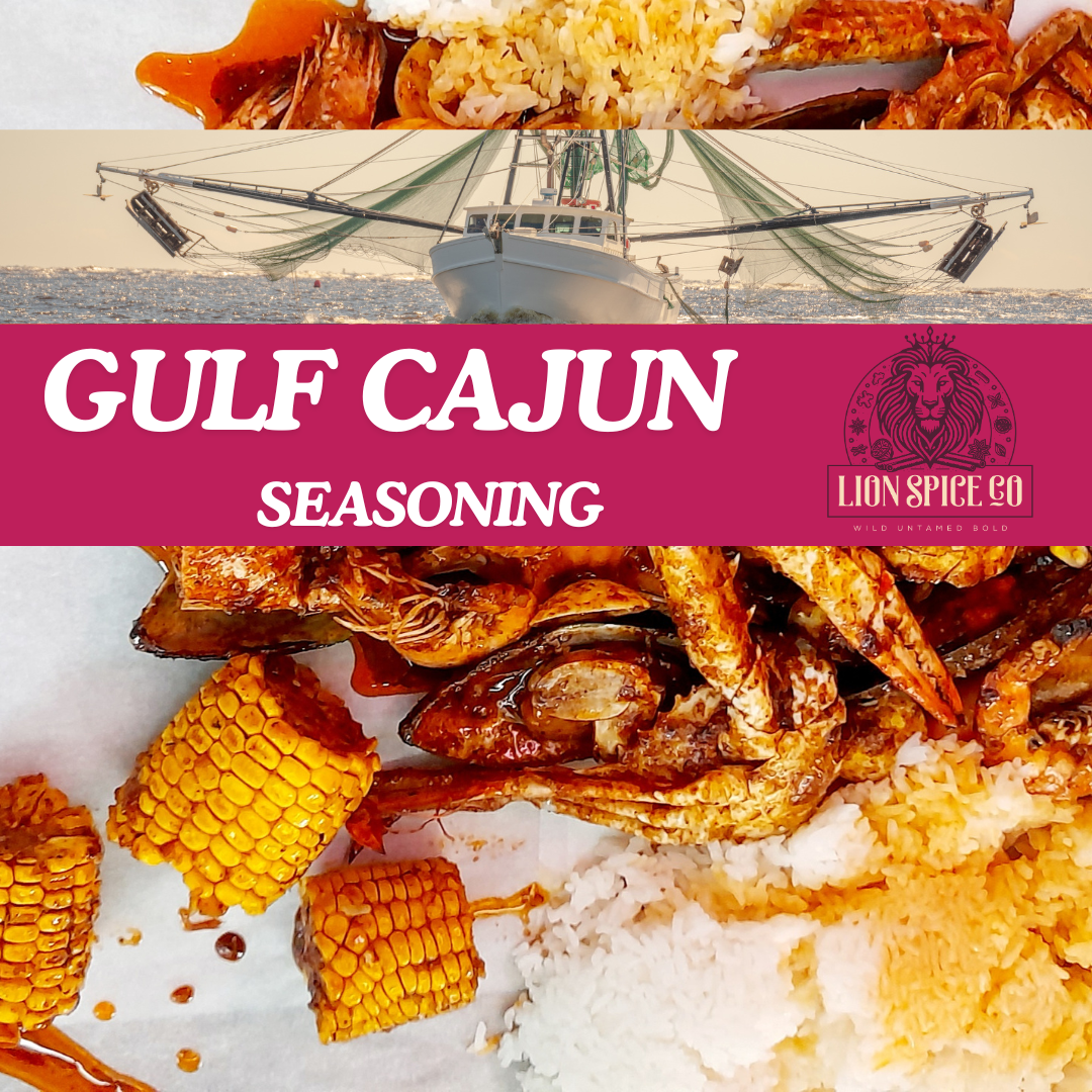 Lion Spice Co Gulf Cajun Seasoning – All-Natural Kosher Cajun Spice Blend for Chicken, Seafood, and Vegetables | Authentic Louisiana-Style Blackened Seasoning Rub | Non-GMO, Gluten-Free, Bold Southern Flavor