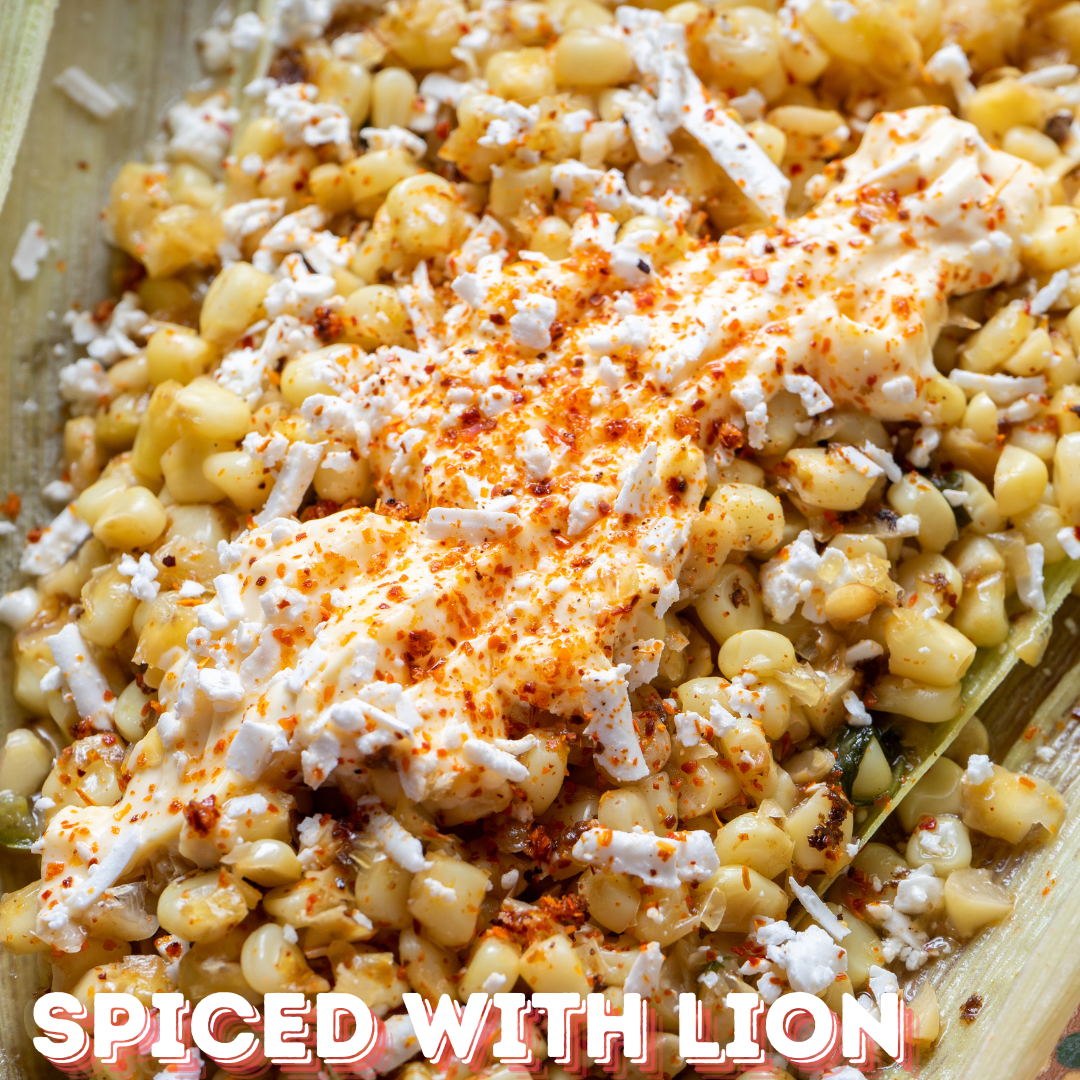 Lion Spice Co. Authentic Mexican Street Corn Seasoning - All-Natural Mexican Elote Spice Mix for Corn, Chili, Popcorn & More