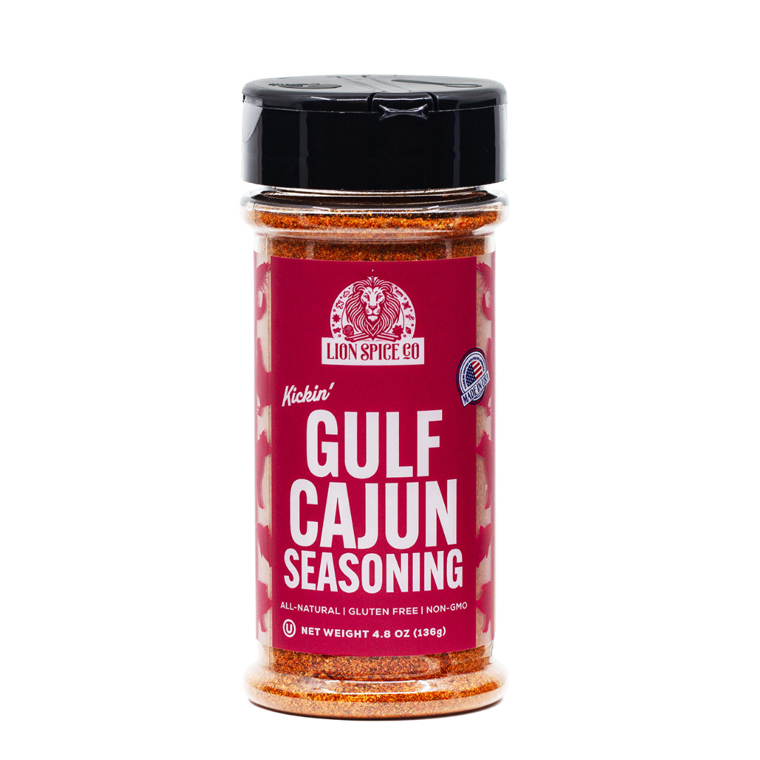 Lion Spice Co Gulf Cajun Seasoning – All-Natural Kosher Cajun Spice Blend for Chicken, Seafood, and Vegetables | Authentic Louisiana-Style Blackened Seasoning Rub | Non-GMO, Gluten-Free, Bold Southern Flavor