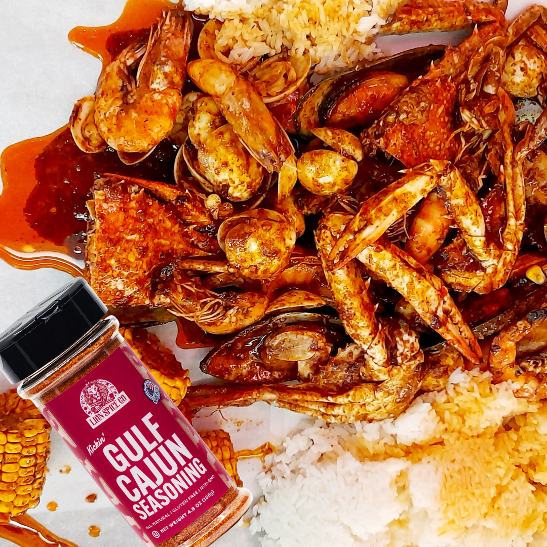 Lion Spice Co Gulf Cajun Seasoning – All-Natural Kosher Cajun Spice Blend for Chicken, Seafood, and Vegetables | Authentic Louisiana-Style Blackened Seasoning Rub | Non-GMO, Gluten-Free, Bold Southern Flavor