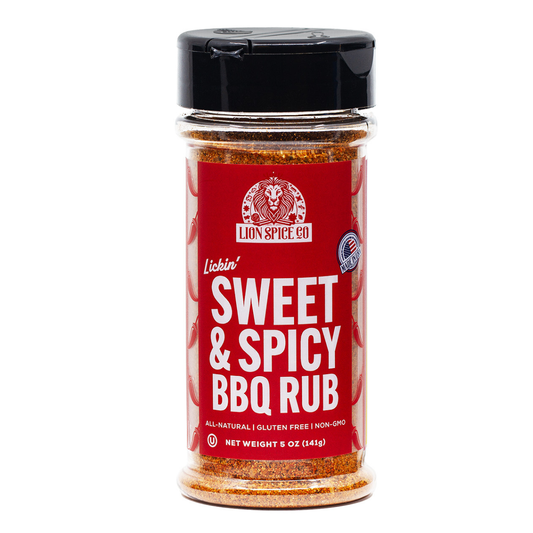 Lion Spice Co Sweet & Spicy BBQ Rub – Brown Sugar Sweet Heat Seasoning for Ribs, Chicken, Wings, Pork & Vegetables | All-Natural Clean Ingredients | Gluten-Free, Non-GMO BBQ Spice Blend