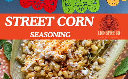 Lion Spice Co. Authentic Mexican Street Corn Seasoning - All-Natural Mexican Elote Spice Mix for Corn, Chili, Popcorn & More